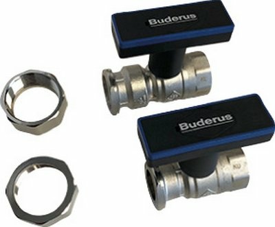 Buderus Logafix V2 Pumpenkugelhahn-Set 1" PN 10 Messing vernickelt 7738342222 NEU