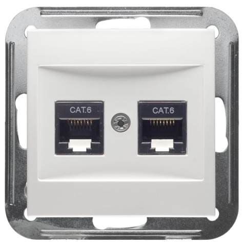 PEHA D 11.1858/8.03 Badora UAE-Steckdose Cat6 altweiß (RAL1013) 2 Terminals 00321571 Netzwerkdose Cat6a NEU