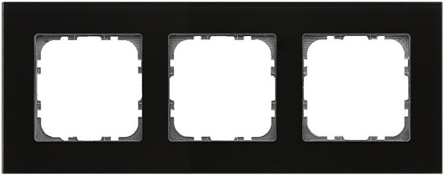 MDT glass frame push-button 3-fold for 55 mm programmes, black NEW