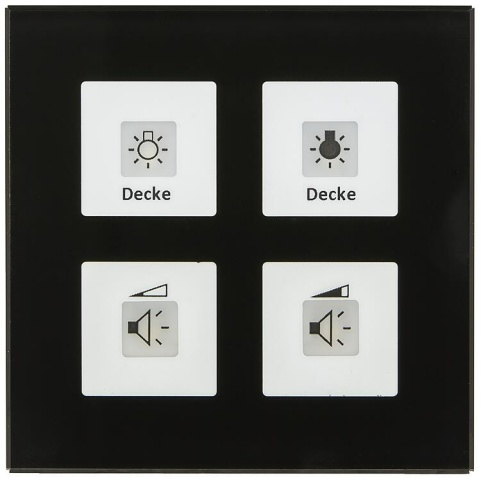 MDT KNX RF+ Radio glass push-button Plus 4-fold with actuator, black NEW