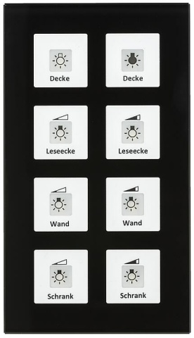 MDT KNX RF+ Funk Glastaster Plus 8-fach mit Aktor, Schwarz NEU