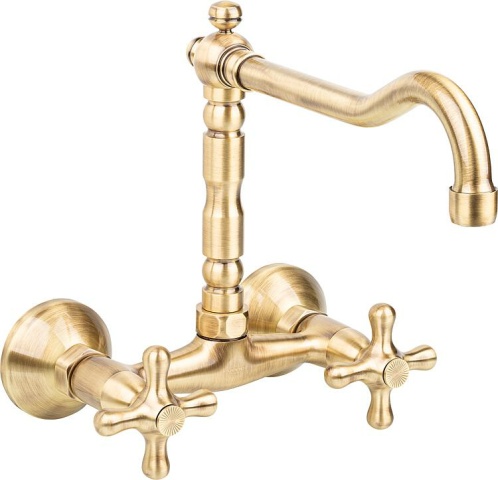 Evenes 2-greeps wandmengkraan Retro Messing 235 mm uitsprong NIEUW