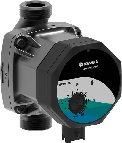 Lowara heating circulation pump ecocirc L 15-8, DN15(1/2""), PN10, 230V, overall length 130mm NEW