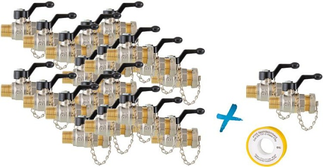 Effebi Kugelhahn Tappy 1/2"" Set + 2x Gratis + 5x PTFE-Gewindedichtband FRp Gratis NEU