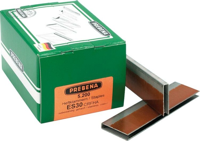 Grapas prebena tipo ES 30 mm, V2A resinadas, PU = 5200 unid. NUEVO