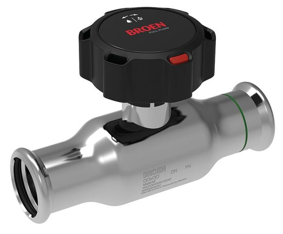 Broen roestvrijstalen perskogelkraan met ronde hendel DN25 (1"") persaansluiting 28x28, M-contour NIEUW