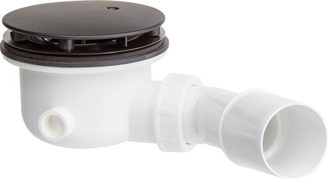 Odpływ brodzikowy Evenes czarny z kolankiem odpływowym DN40/50 odpływ Ø90 mm NOWOŚĆ