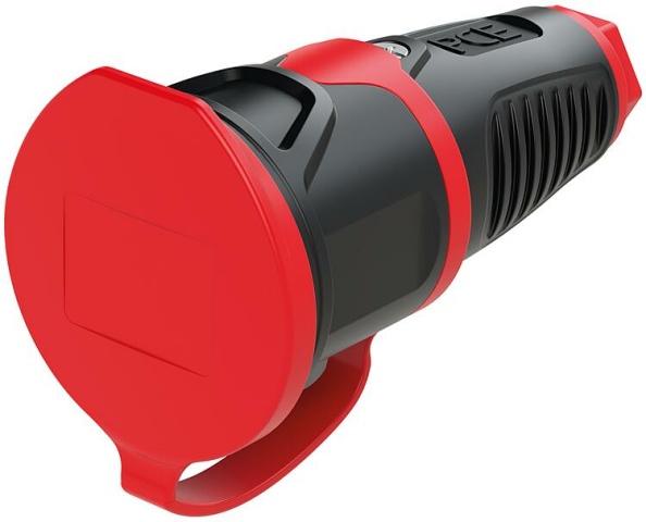 PCE earthing contact coupling with cover, solid rubber (black/red) NEW