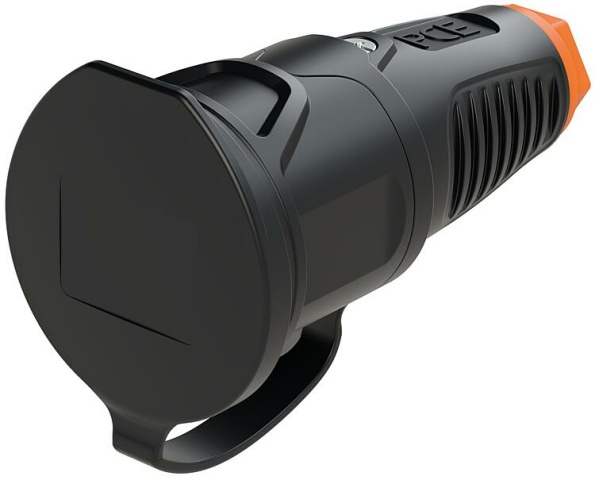PCE earthing contact coupling with cover, rubber (black/orange) NEW