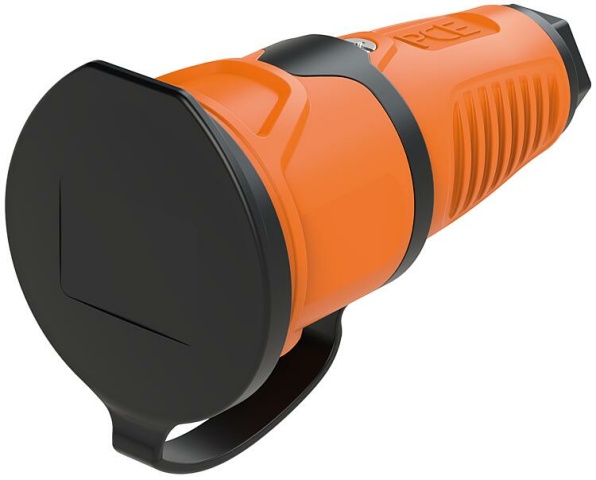 PCE earthing contact coupling with cover, solid rubber (orange/black) NEW
