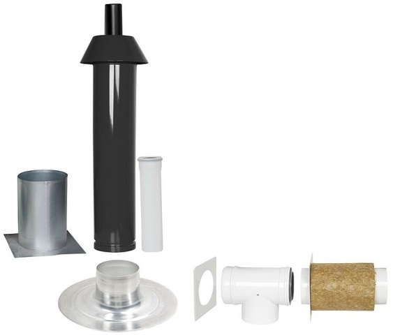 Paquete básico Skoberne Unifix, tejado plano, DN 80/125, 0,4m NUEVO