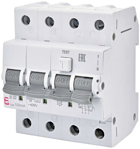 Interruptor ETI FI-LS KZS-4M A, tripolar + N, tipo A, B13 / 0,3A, sin retardo NUEVO