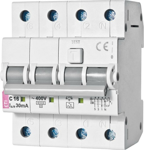 ETI FI-LS switch KZS-4M A, 3-pole + N, type A, C32 / 0.3A, undelayed NEW