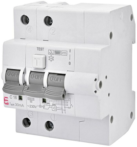 ETI FI-LS switch KZS-4M, 2-pole, type B, C16 / 0.03A, undelayed NEW