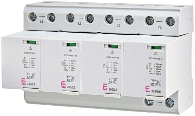 Parafoudre combiné ETI ETITEC SM T12 300/25 3+1, AMD NOUVEAU