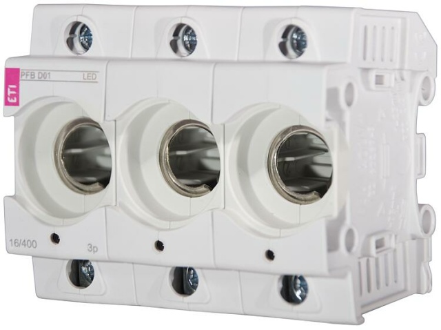 ETI Neozed D01 fuse base 3-pole with LED, PFB D01 3p LED, REG NEW