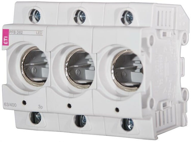 ETI Neozed D02 fuse base 3-pole with LED, PFB D02 3p LED, REG NEW