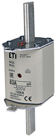 ETI NH Fuse NH2C gG 63A/500V, PU 3 NEW