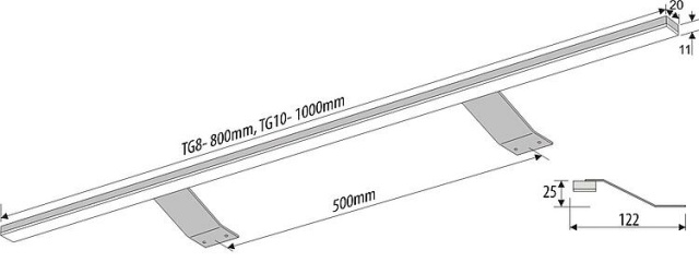 Oprawa meblowa 600, LED 6,52W, 68LED chromowana, przewód zasilający 1m NOWOŚĆ