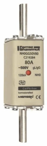 Mersen 1B059.000000 NH0 80A gG 500V NH fusibile sfü live NUOVO