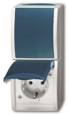 Busch & Jäger APWG ocean Kombination 2601/6/20EW-53 Schuko+Wechsel senkr grau/blaugrün NEU