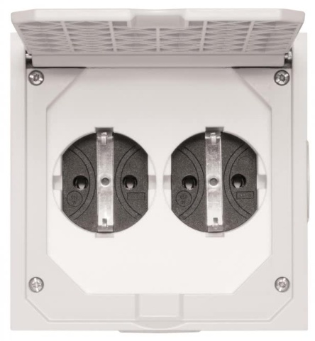 ABL Einbau Schuko 2fach 1632490 Alu-Druckguss IP41 grau NEU