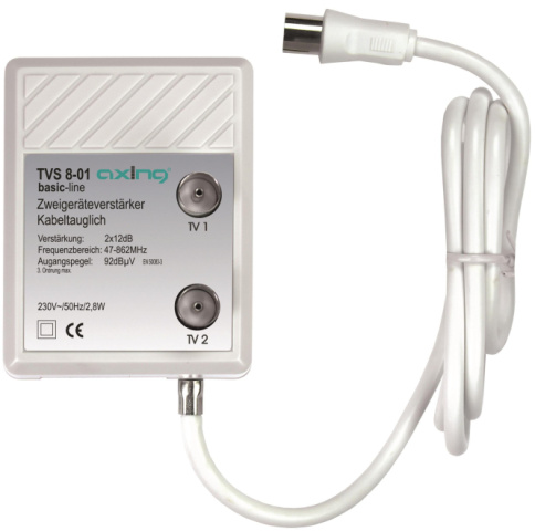 AXING Wzmacniacz CATV 2-krotny TVS 8-01 47-862MHz NOWOŚĆ
