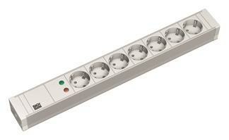 Bachmann 19" 1HE PVC 7xSchuko 333.604 1xÜSS Strom 2m Schuko NEU