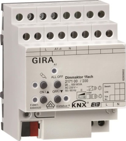 GIRA universal dimming actuator 1-gang 217100 KNX/EIB REG 500W NEW