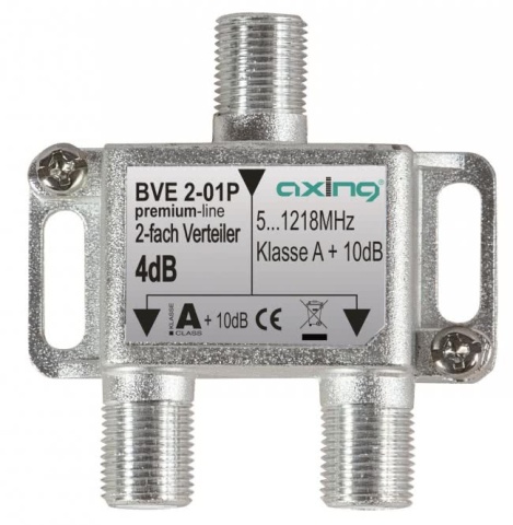 AXING 2fach Verteiler BVE 2-01P 5-1218MHz brummentkoppelt Kl.A+ Vodafone NEU