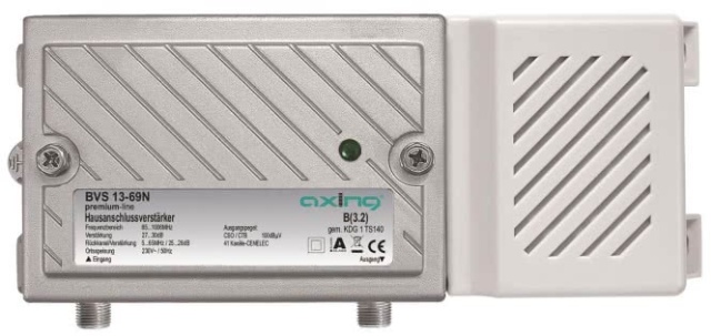 AXING Hausanschlussverstärker BVS 13-69N 27-30dB 85-1006MHz Rückkanal 5-65MHz NEU