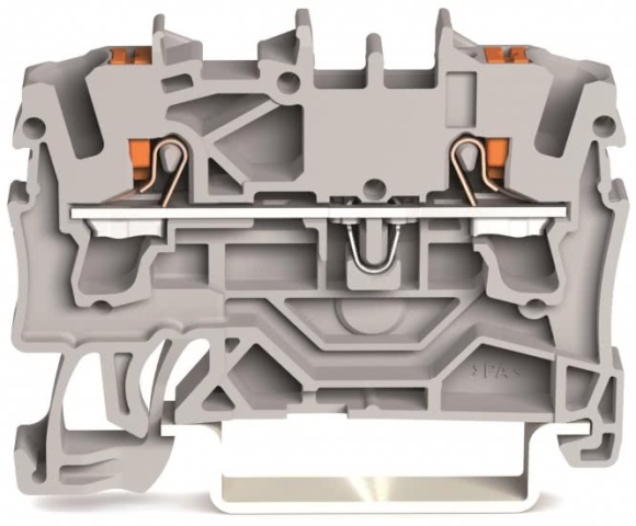 WAGO Terminale passante a 2 conduttori 2202-1201 con pulsante 2,5 mmq grigio NUOVO