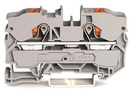 WAGO 2-conductor through terminal 2210-1201 w.push-button 10qmm grey NEW