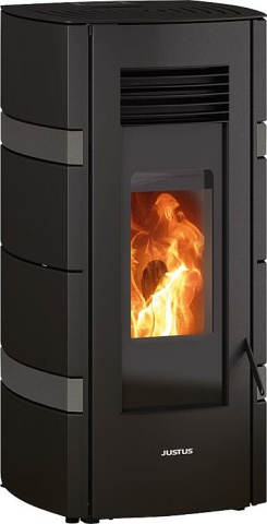 Stufa a legna Justus Sia conStone antracite, corpo in acciaio nero NUOVO