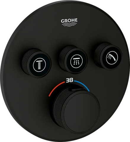 Grohe inbouwthermostaat Grohtherm SmartControl phantom black met 3 afsluitkleppen NIEUW
