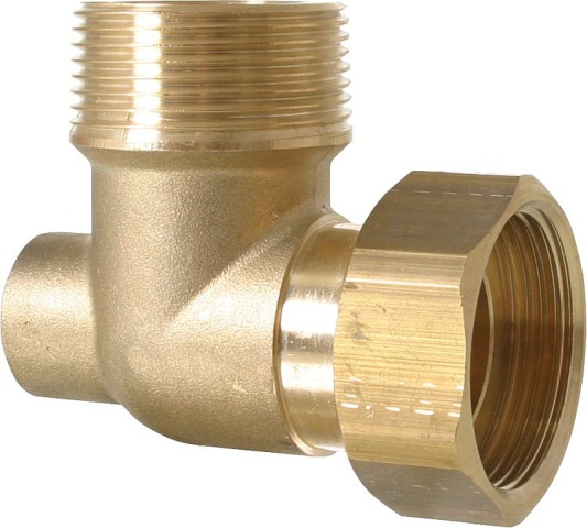 Corner screw connection 1 1/4" male thread x 1" union nut with 1/2" female thread at an angle NEW