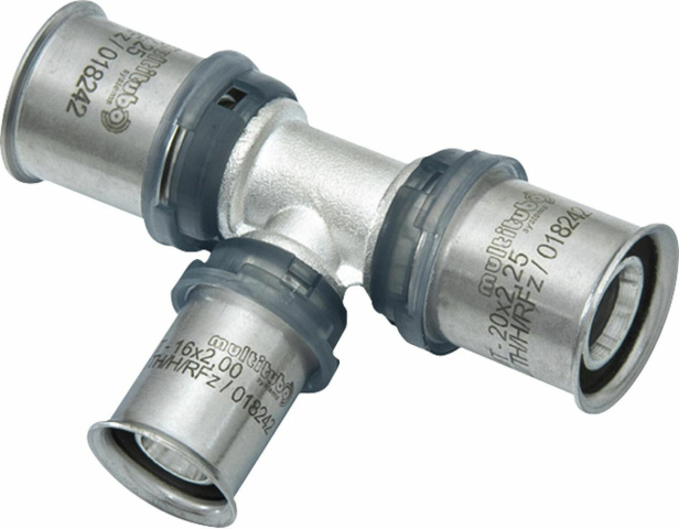multitubo systems pers-T-stuk, gereduceerd Ø50-Ø63-Ø50 mm, niet vertind NIEUW