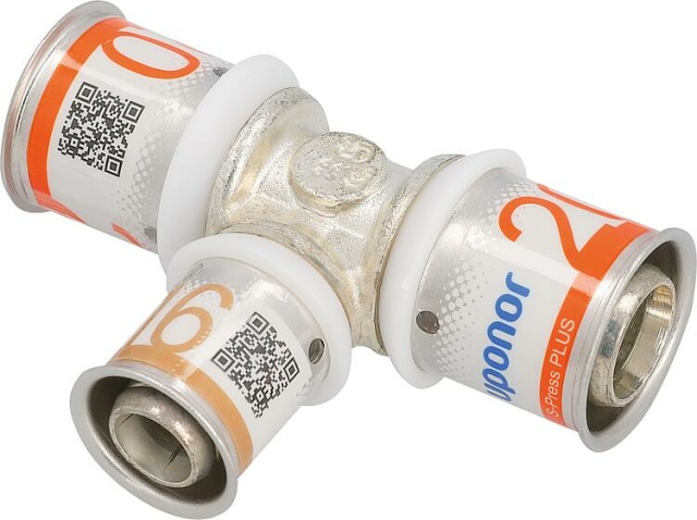 Uponor S-Press PLUS T-stuk gereduceerd Ø25 mm-Ø25 mm-Ø16 mm NIEUW
