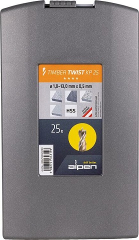 Set di punte elicoidali per legno Alpen HSS, 25 pezzi, • 1,0-13,0 NUOVO