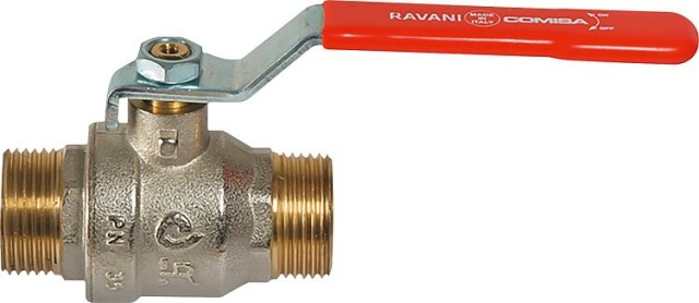 Messing Kugelhahn DN15 (1/2"") AG/AG mit Stahl-Handhebel rot PN45 NEU