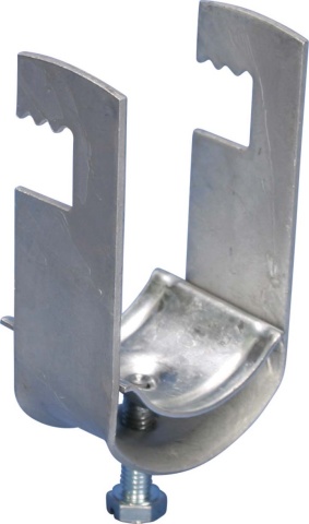 For fastening a single cable protection tube. For attachment to support flanges, angle irons, beams, and other building elements."