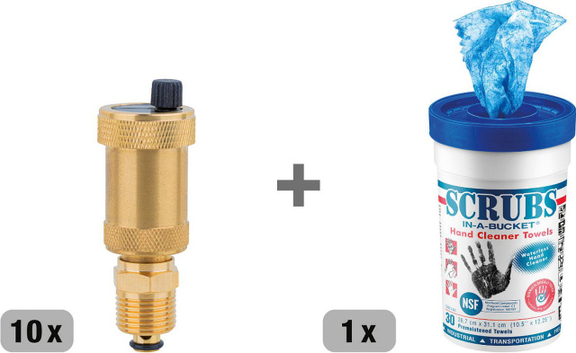 Value pack 10x automatic air vent with shut-off valve DN 15(1/2""), + 1x 73 019 41 free NEW
