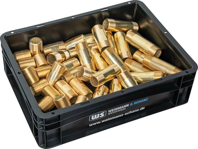 Messing-Rohrdoppelnippel DN15 (1/2"") Vorteilspaket - 40-teilig + WS-Box gratis! NEU