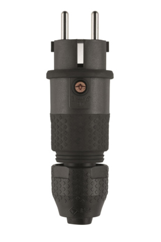 ABL Professional Stecker 100000068 schwarz mit schwarz gummierter Grifffl. NEU