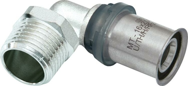 MULTITUBO Press-Winkel 90° Ø16mm-DN15 (1/2") AG, verzinnt NEU