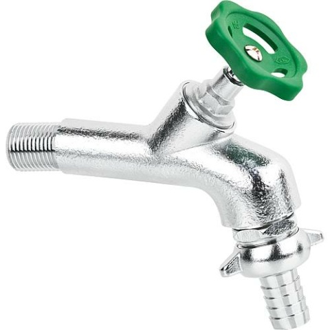 Auslaufventil DN15(1/2"") mit Rohrbelüfter und Schlauchtülle matt Chrom, Schweizer Modell NEU