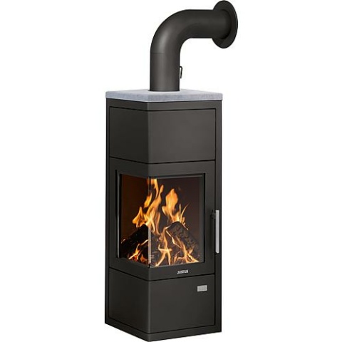 Justus Kaminofen Diego W+ Abdeckplatte Speckstein Korpus Stahl Schwarz NEU