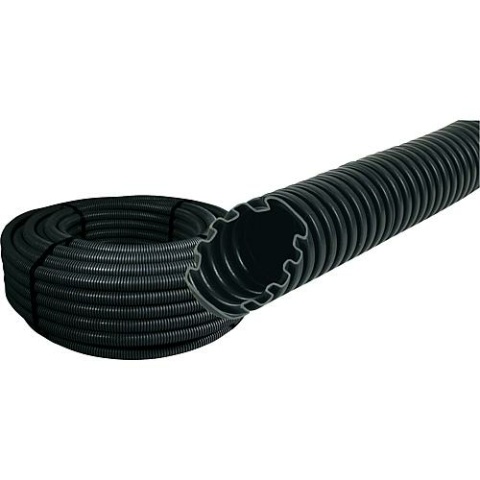 Tubo de plástico corrugado Maincor MEY-FR, 320 N ignífugo, NW 50, negro rollo de 25 m NUEVO