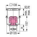 Chaudière Vidange chaudière Practicus 45210.40 DN100 Grille abaissée noire 138x138 45210.40 NOUVELLE