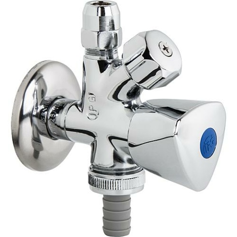 Combi angle appliance connection valve, matt chrome-plated 1/2""x10 NEW
